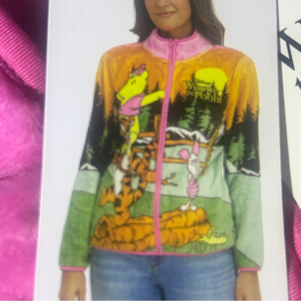 Winnie The Pooh and Friends Character Scenic Fleece Jacket Medium NEW!